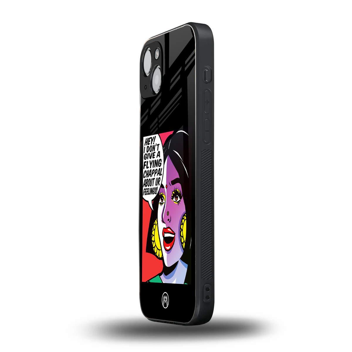 don't give a flying chappal back phone cover | glass case for iphone 14 plus