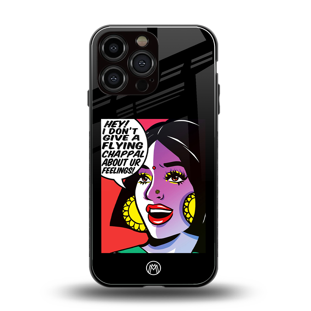 don't give a flying chappal back phone cover | glass case for iphone 15 pro max