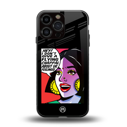 don't give a flying chappal back phone cover | glass case for iphone 14 pro max