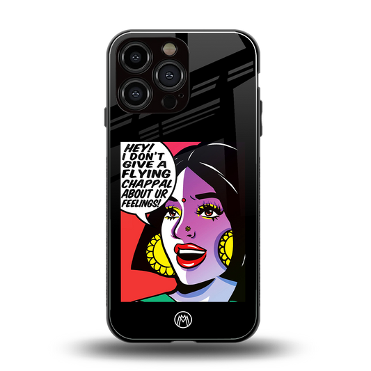don't give a flying chappal back phone cover | glass case for iphone 14 pro max
