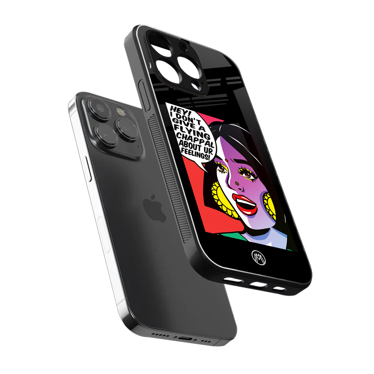 don't give a flying chappal back phone cover | glass case for iphone 15 pro max