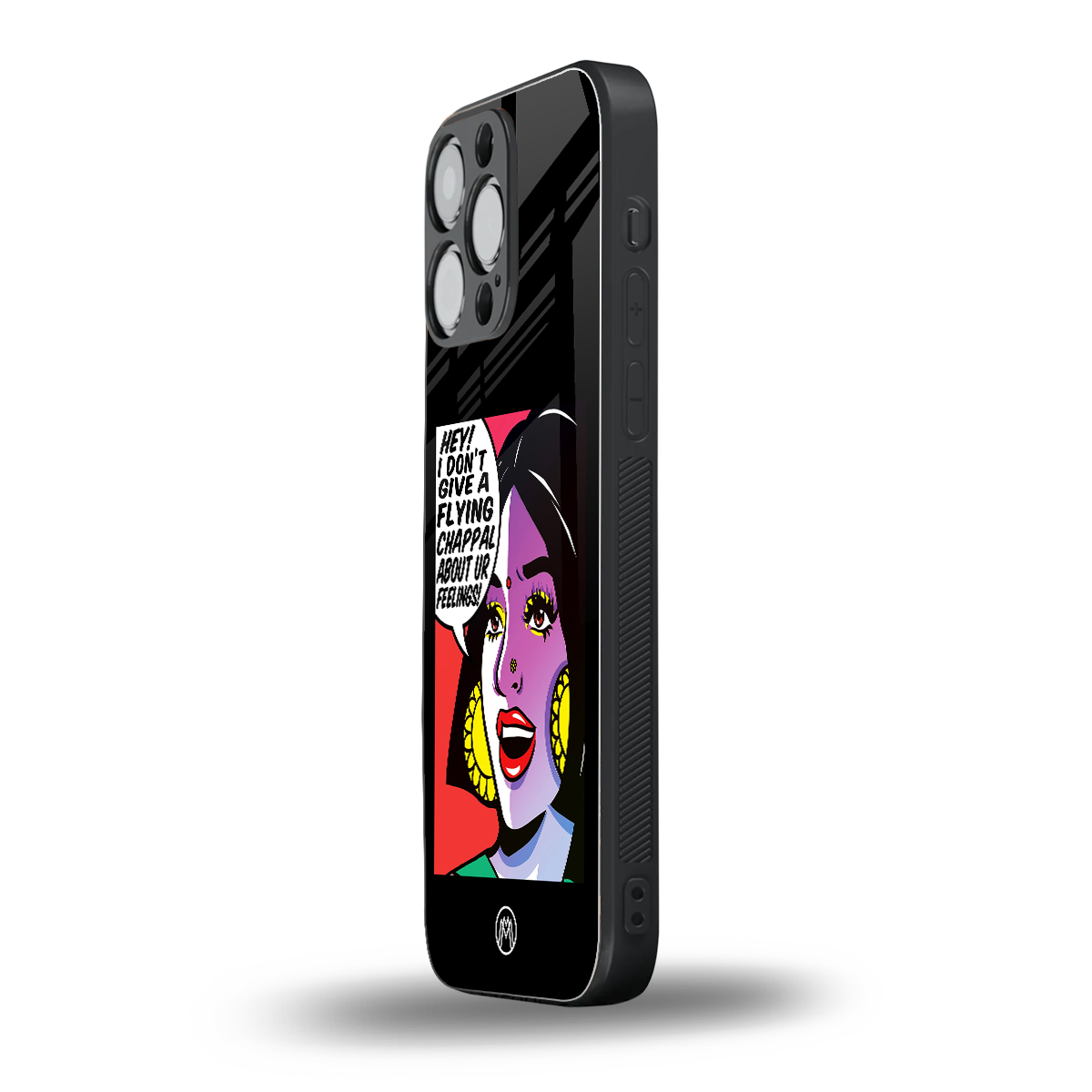 don't give a flying chappal back phone cover | glass case for iphone 15 pro max
