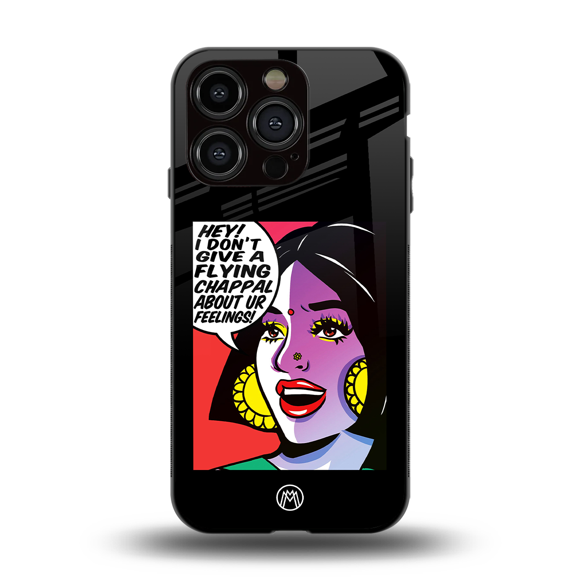 don't give a flying chappal back phone cover | glass case for iphone 15 pro