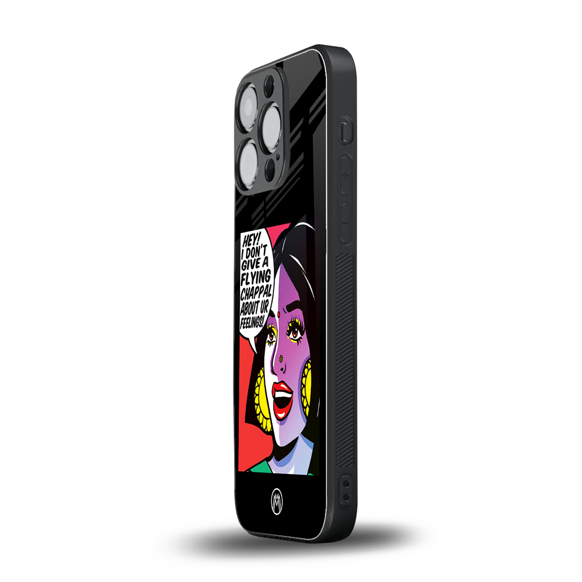 don't give a flying chappal back phone cover | glass case for iphone 15 pro