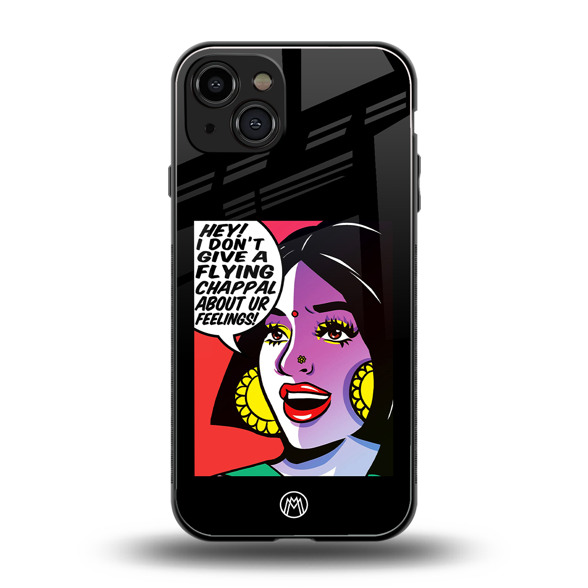 don't give a flying chappal back phone cover | glass case for iphone 15