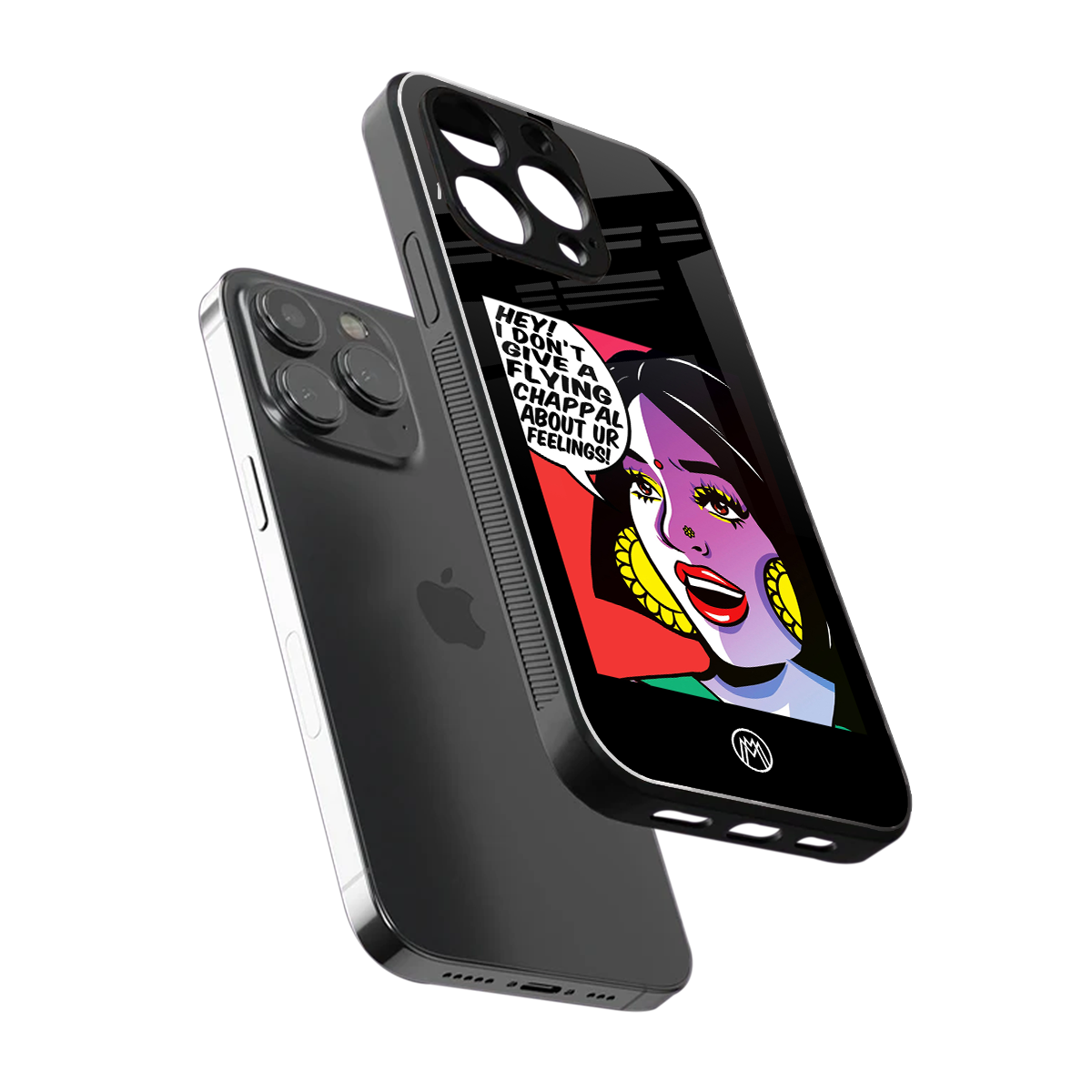 don't give a flying chappal back phone cover | glass case for iphone 15 pro