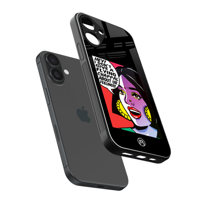 don't give a flying chappal back phone cover | glass case for iphone 16 plus