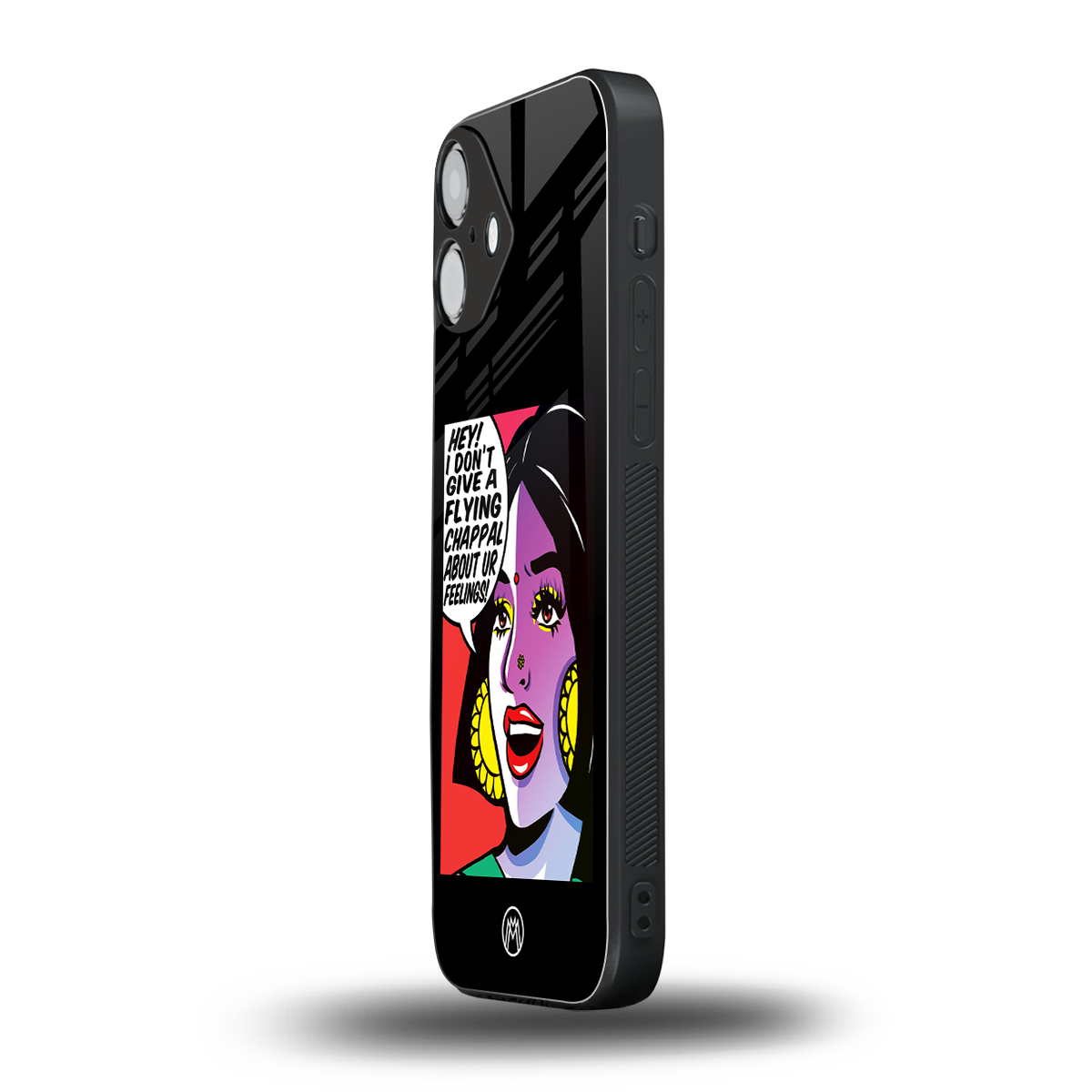 don't give a flying chappal back phone cover | glass case for iphone 16 plus