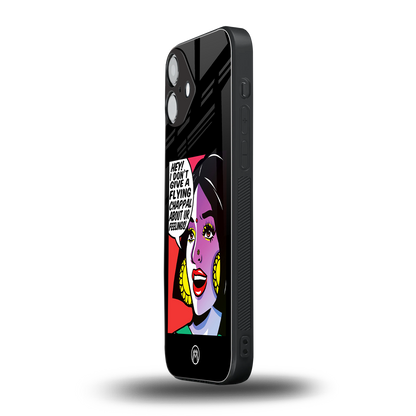 don't give a flying chappal back phone cover | glass case for iphone 16 plus