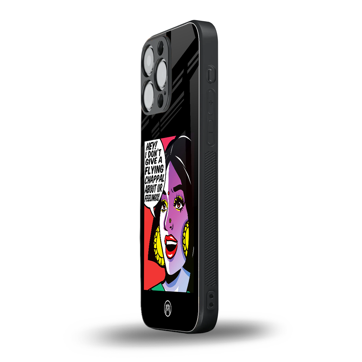 don't give a flying chappal back phone cover | glass case for iphone 16 pro max