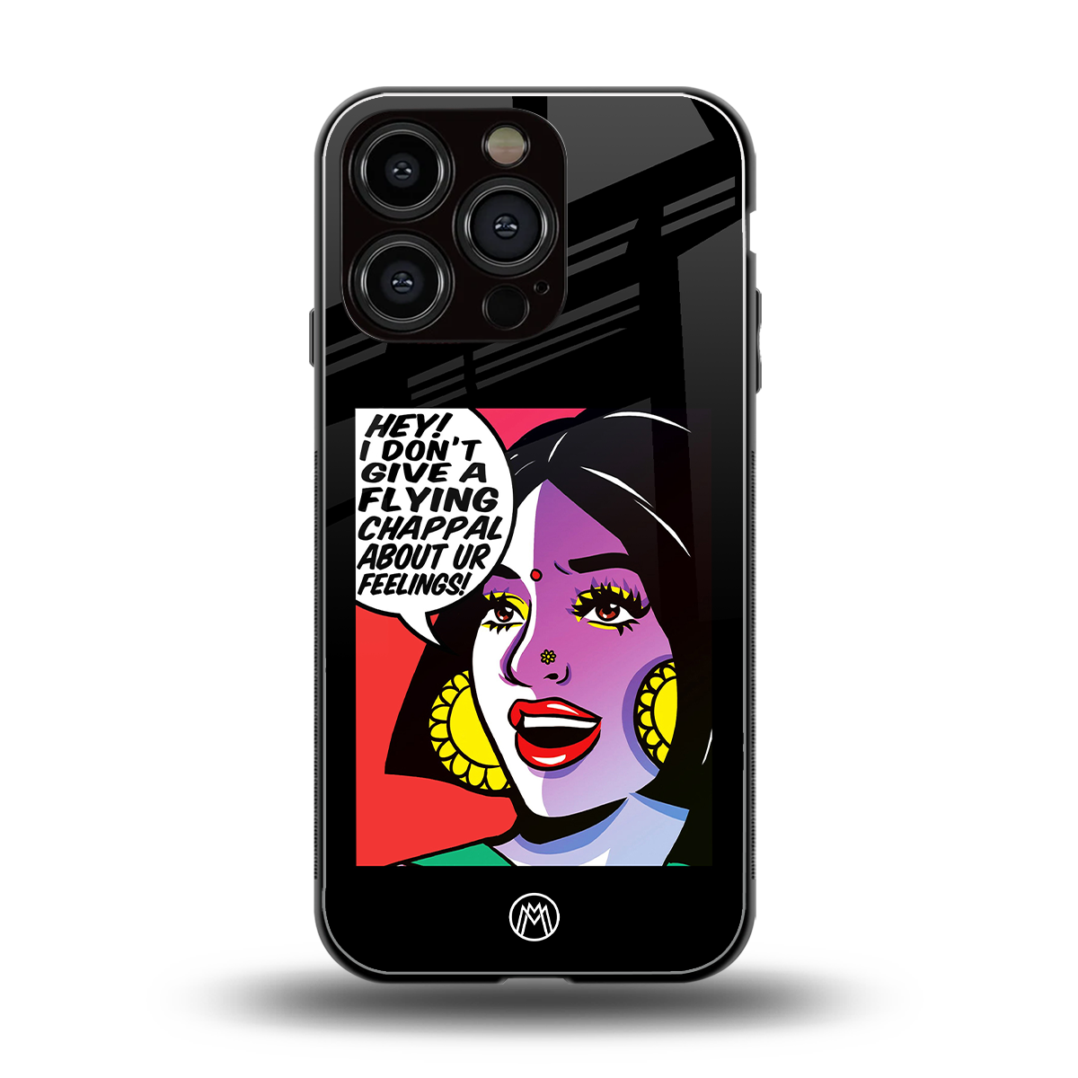 don't give a flying chappal back phone cover | glass case for iphone 16 pro