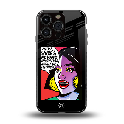 don't give a flying chappal back phone cover | glass case for iphone 16 pro
