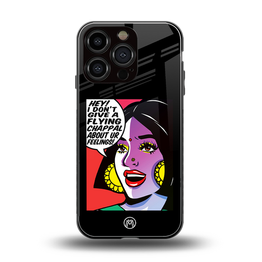 don't give a flying chappal back phone cover | glass case for iphone 16 pro