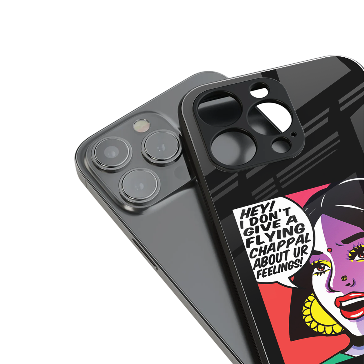 don't give a flying chappal back phone cover | glass case for iphone 15 pro