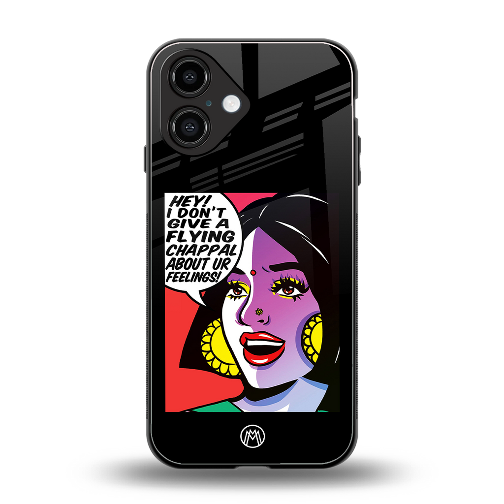 don't give a flying chappal back phone cover | glass case for iphone 16