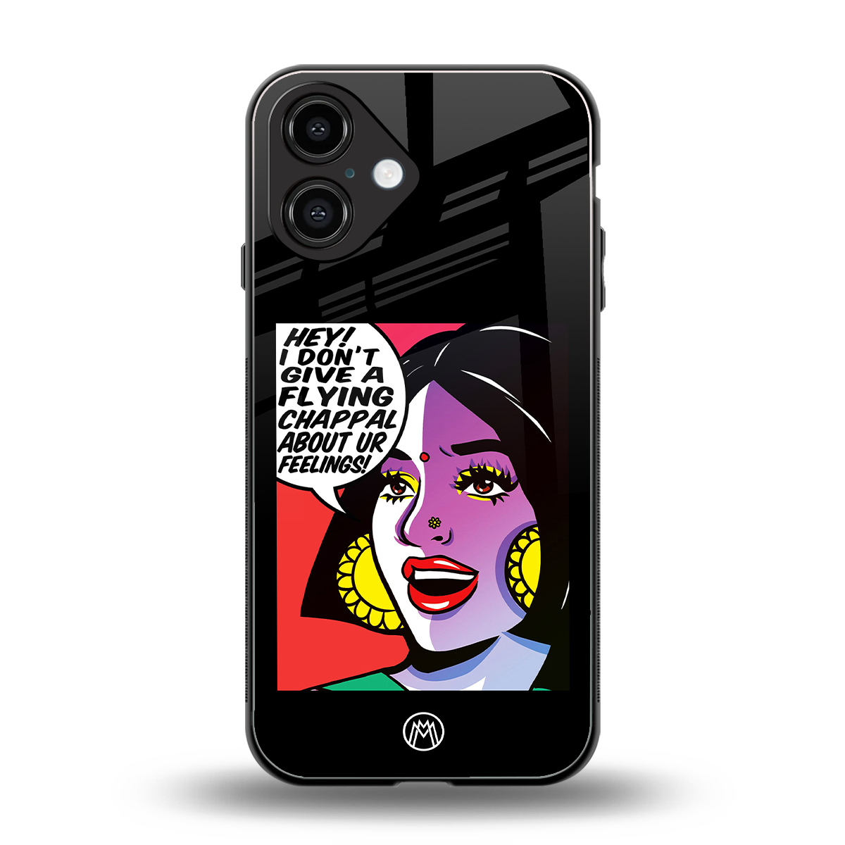 don't give a flying chappal back phone cover | glass case for iphone 16