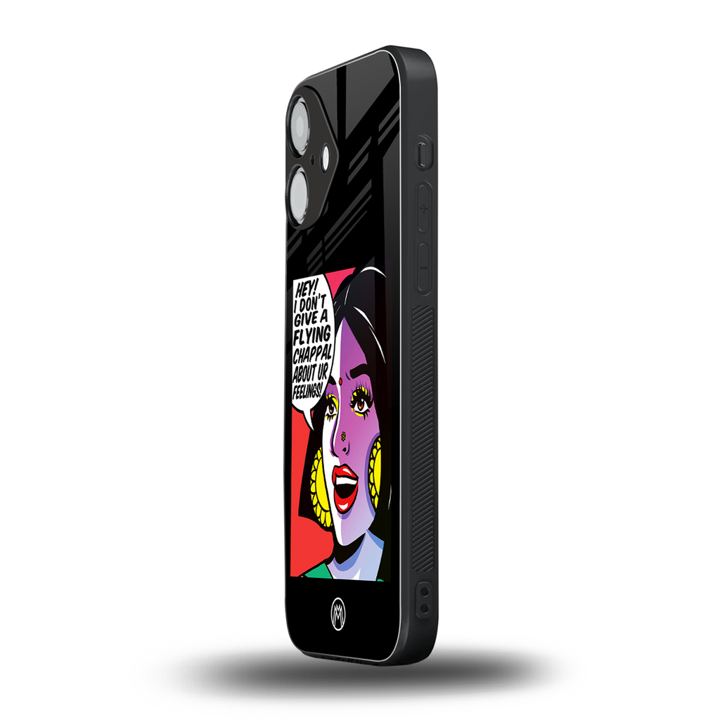 don't give a flying chappal back phone cover | glass case for iphone 16