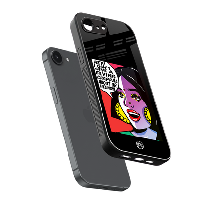 don't give a flying chappal back phone cover | glass case for iphone 16e