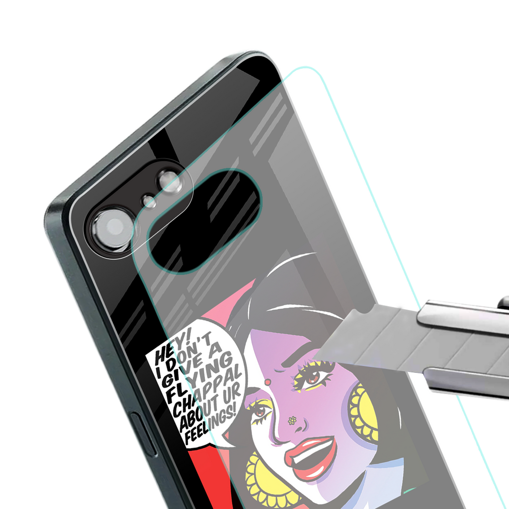 don't give a flying chappal back phone cover | glass case for iphone 16e