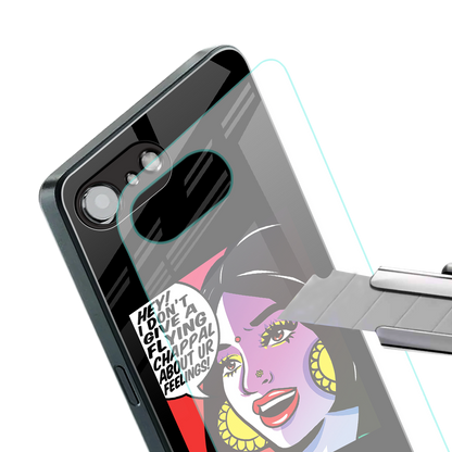 don't give a flying chappal back phone cover | glass case for iphone 16e