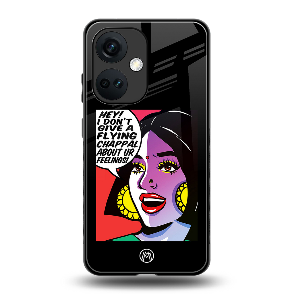 don't give a flying chappal back phone cover | glass case for oneplus nord ce 3