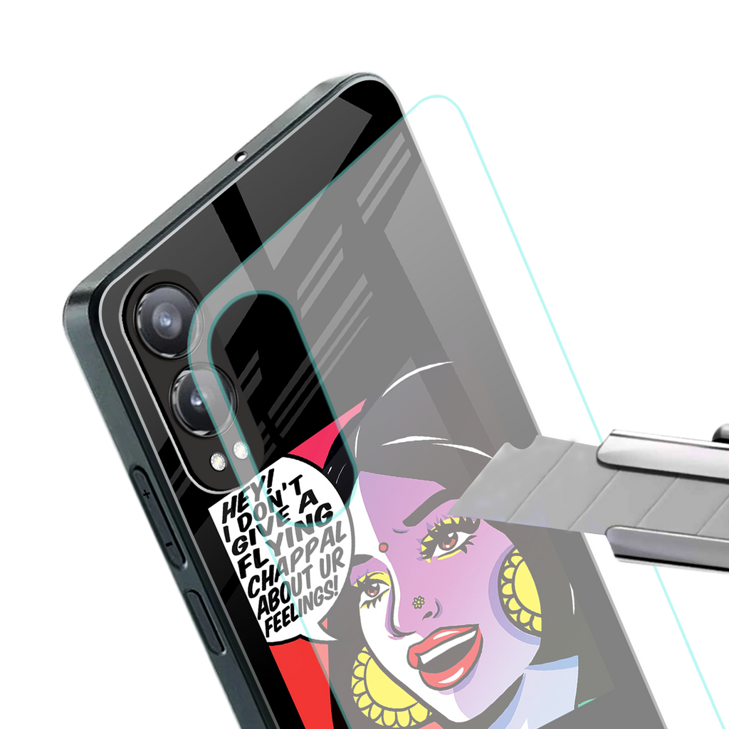 don't give a flying chappal back phone cover | glass case for oneplus nord ce 4 lite