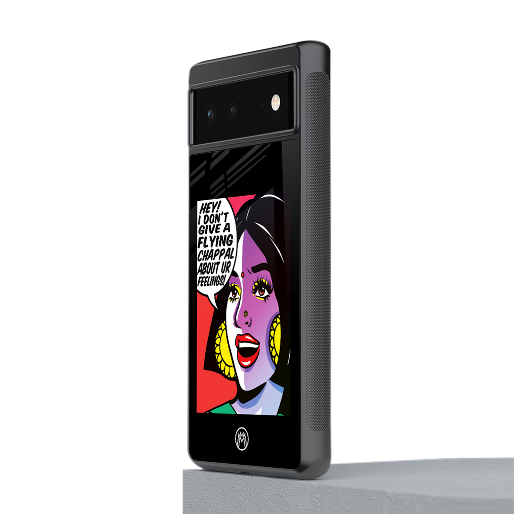 don't give a flying chappal back phone cover | glass case for Google Pixel 6A
