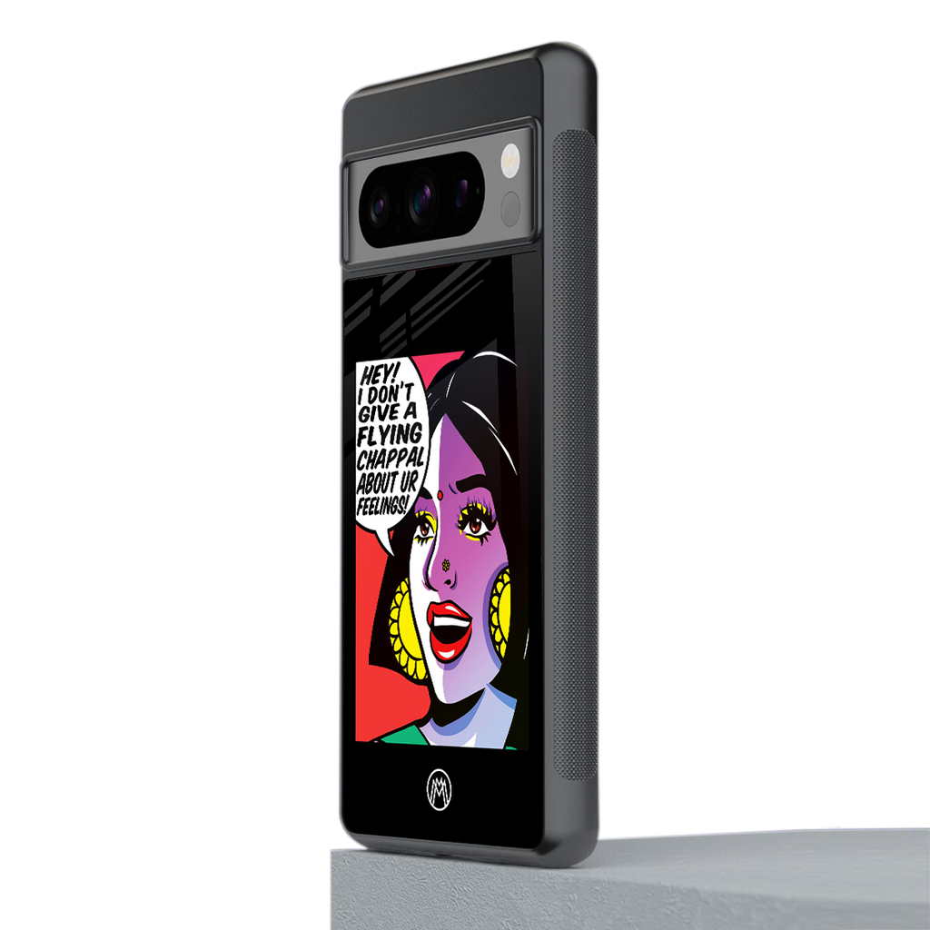 don't give a flying chappal back phone cover | glass case for google pixel 8 pro