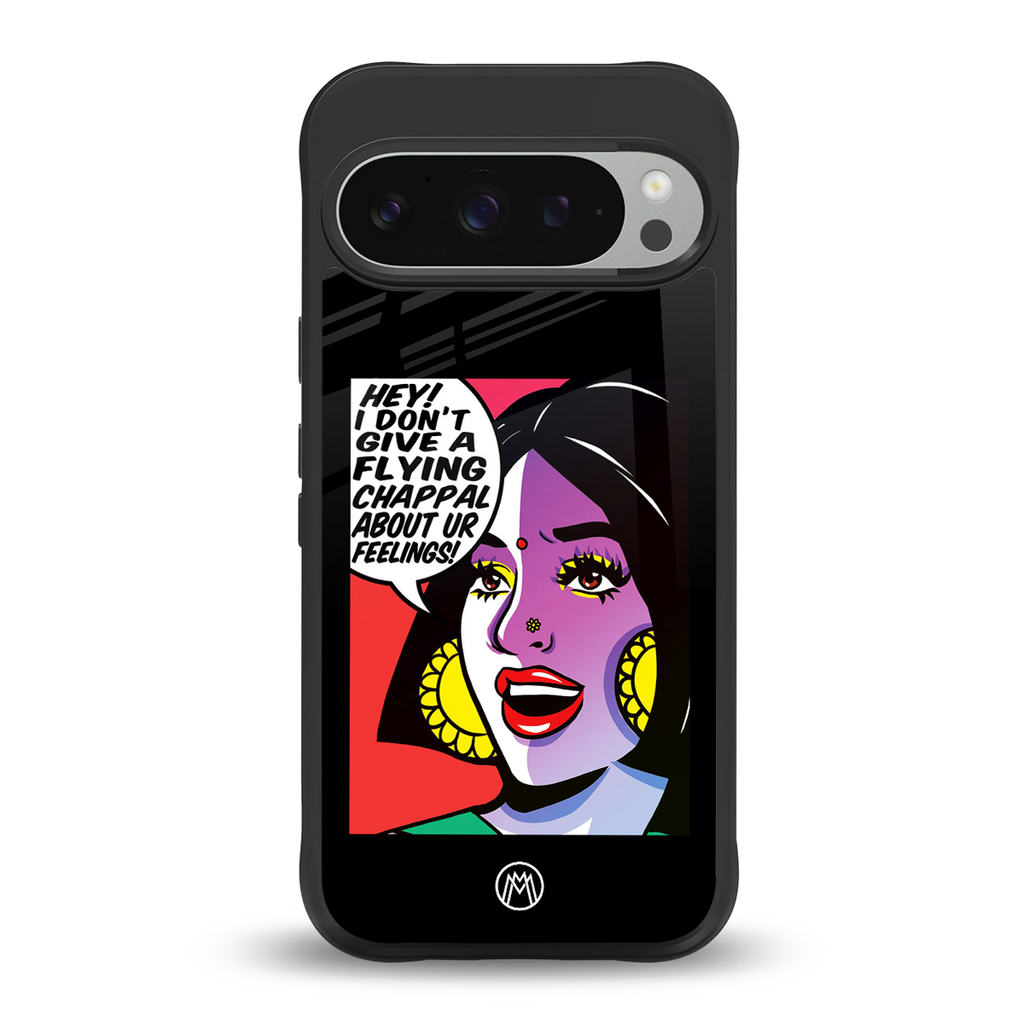 don't give a flying chappal back phone cover | glass case for google pixel 9 pro
