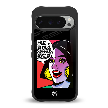 don't give a flying chappal back phone cover | glass case for google pixel 9 pro xl