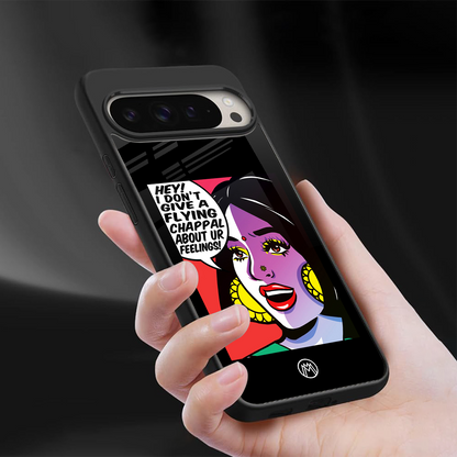 don't give a flying chappal back phone cover | glass case for google pixel 9 pro xl