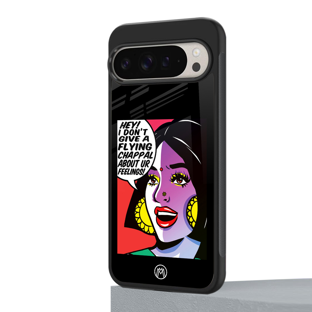 don't give a flying chappal back phone cover | glass case for google pixel 9 pro