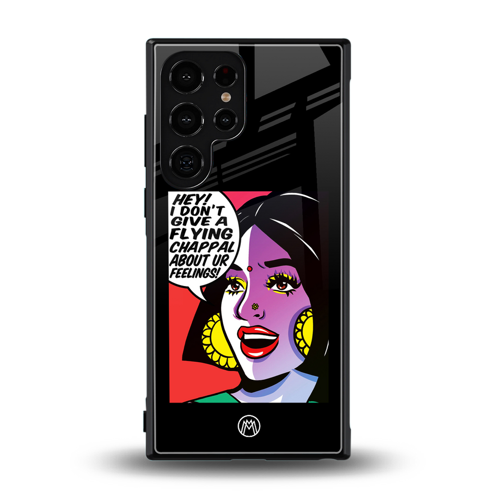 don't give a flying chappal back phone cover | glass case for samsung galaxy s23 ultra