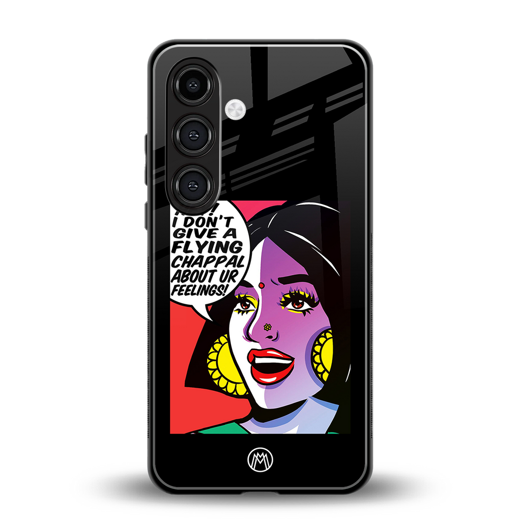 don't give a flying chappal back phone cover | glass case for samsung galaxy s25 plus