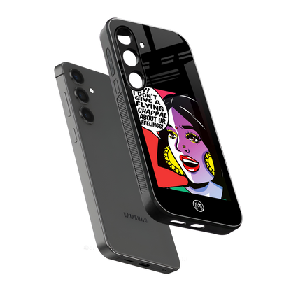 don't give a flying chappal back phone cover | glass case for samsung galaxy s23 fe
