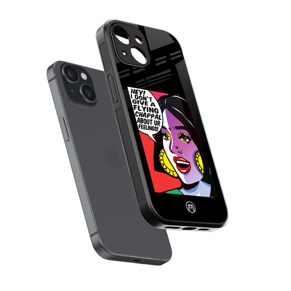 don't give a flying chappal back phone cover | glass case for iphone 15