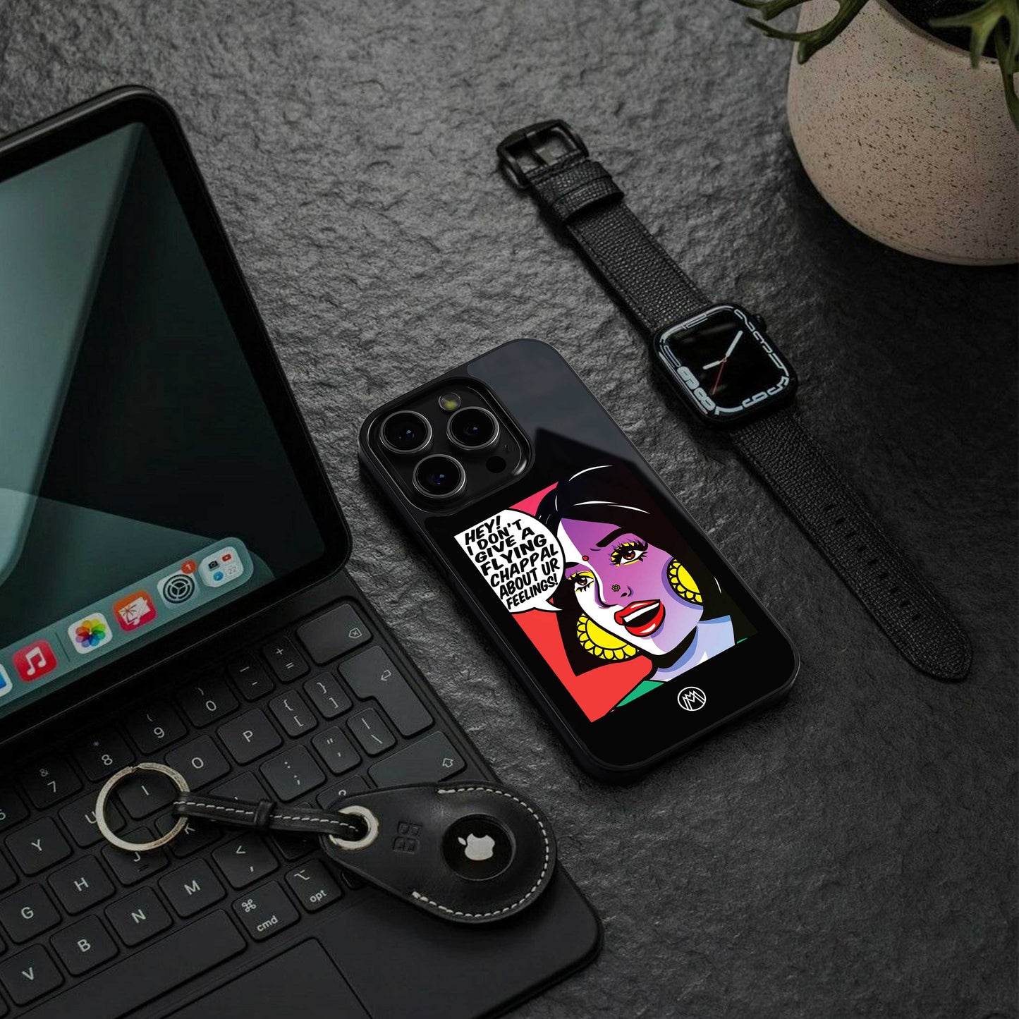 don't give a flying chappal back phone cover | glass case for iphone 14 pro max