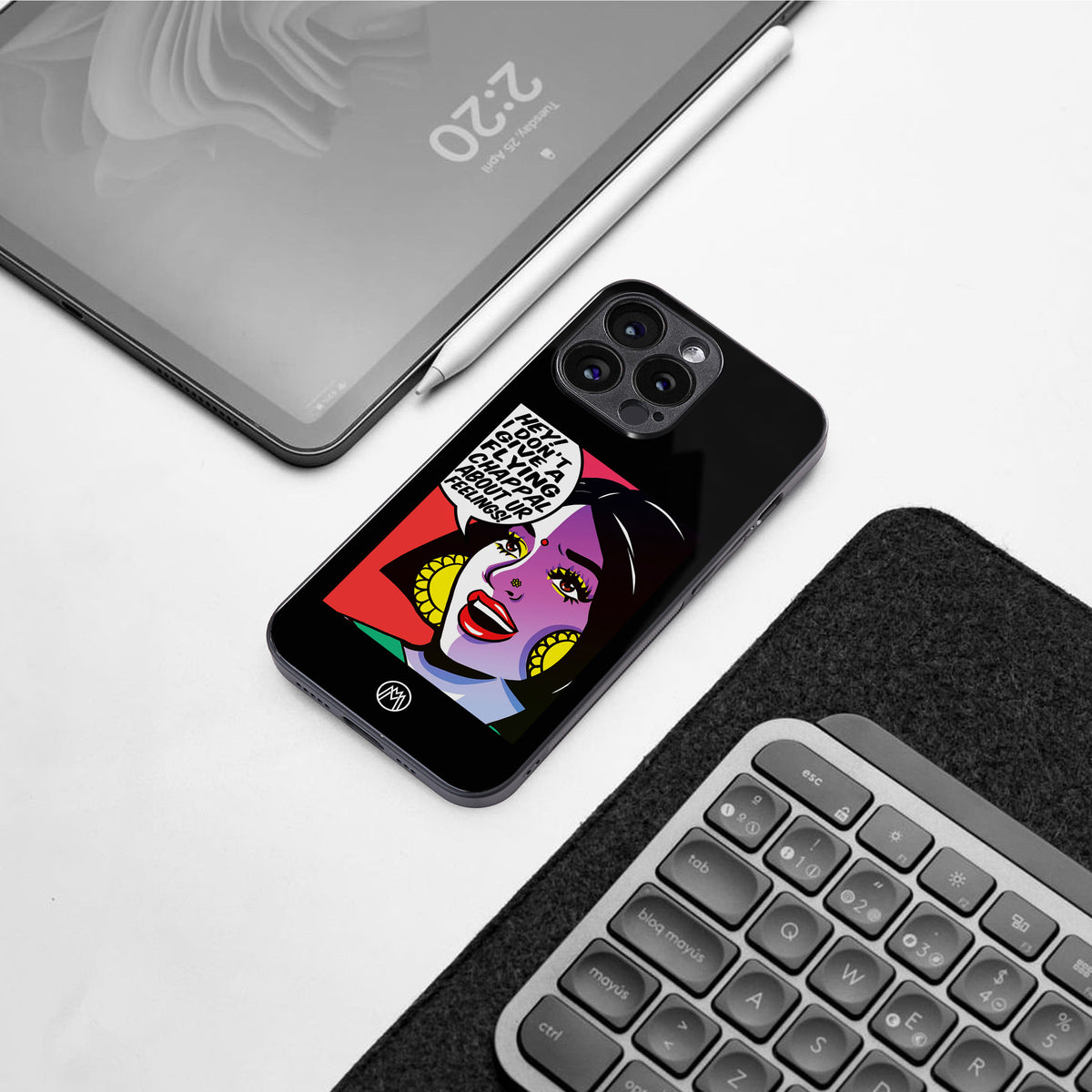 don't give a flying chappal back phone cover | glass case for iphone 15 pro