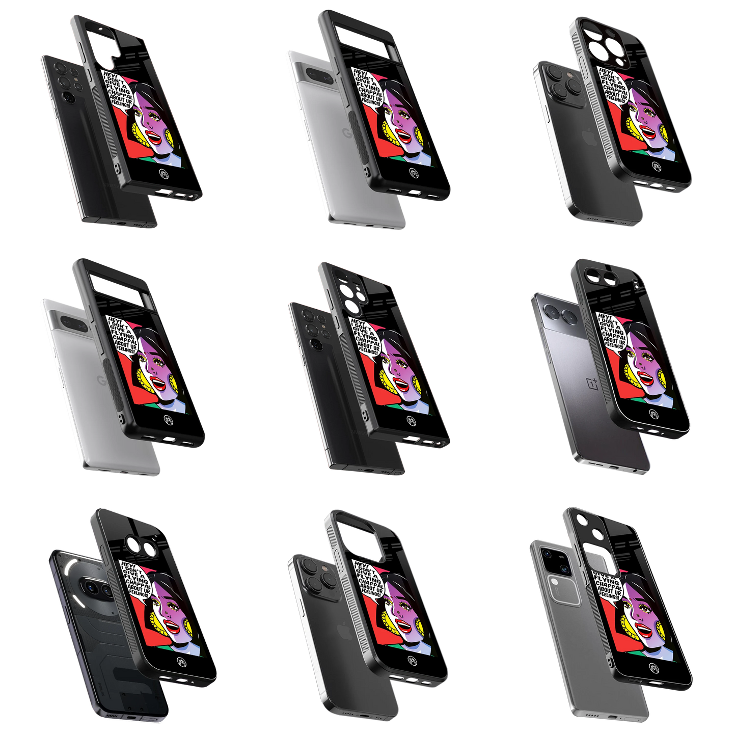 Durable Glass Back Mobile Case for iPhone, Samsung, OnePlus, Google Pixel, Redmi, Vivo, Oppo