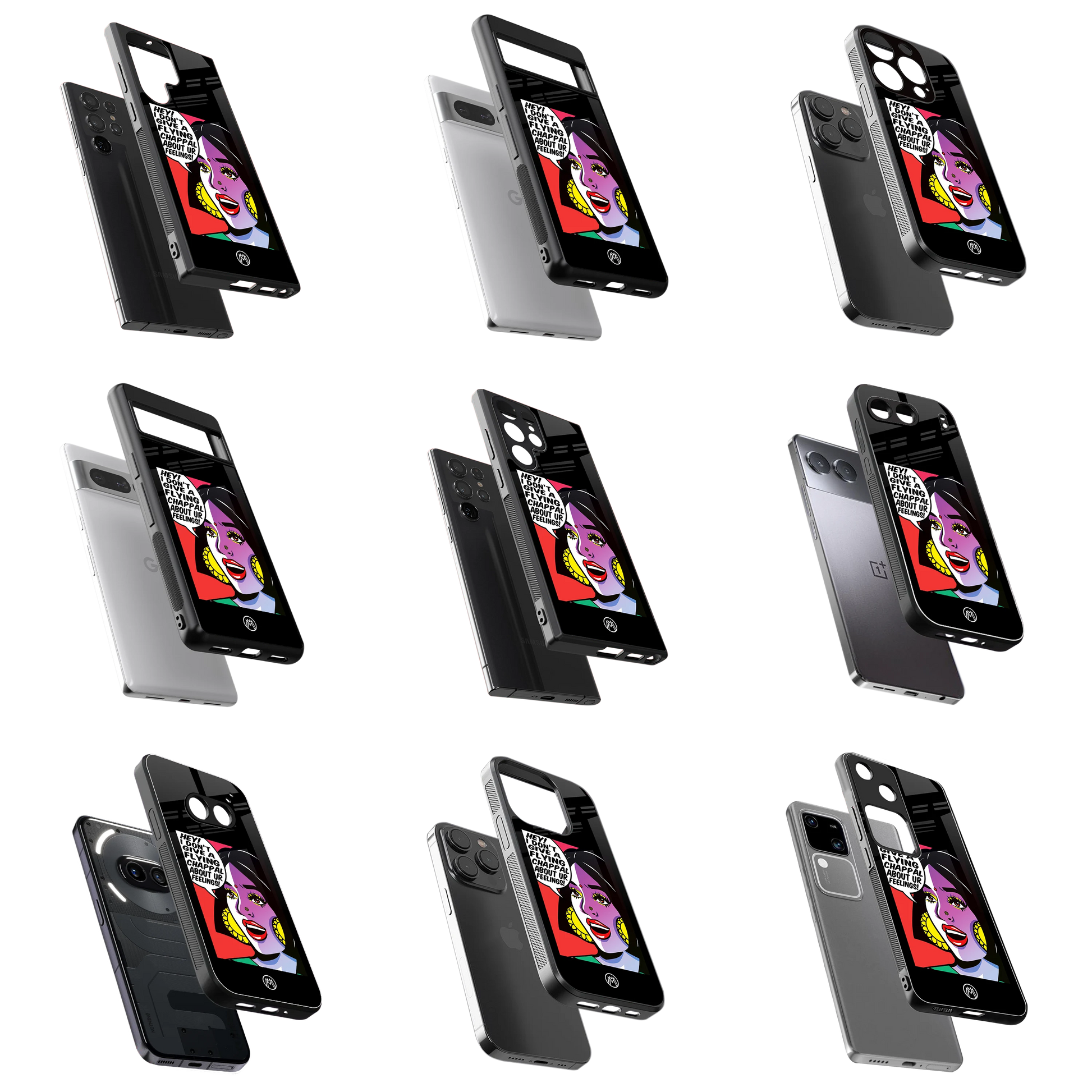 Durable Glass Back Mobile Case for iPhone, Samsung, OnePlus, Google Pixel, Redmi, Vivo, Oppo