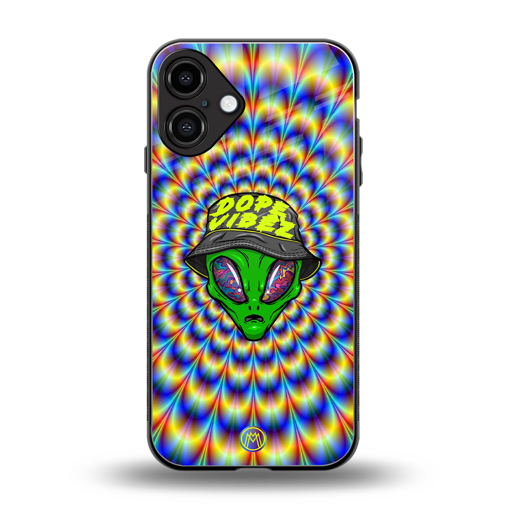 dope vibez back phone cover | glass case for iphone 16 plus