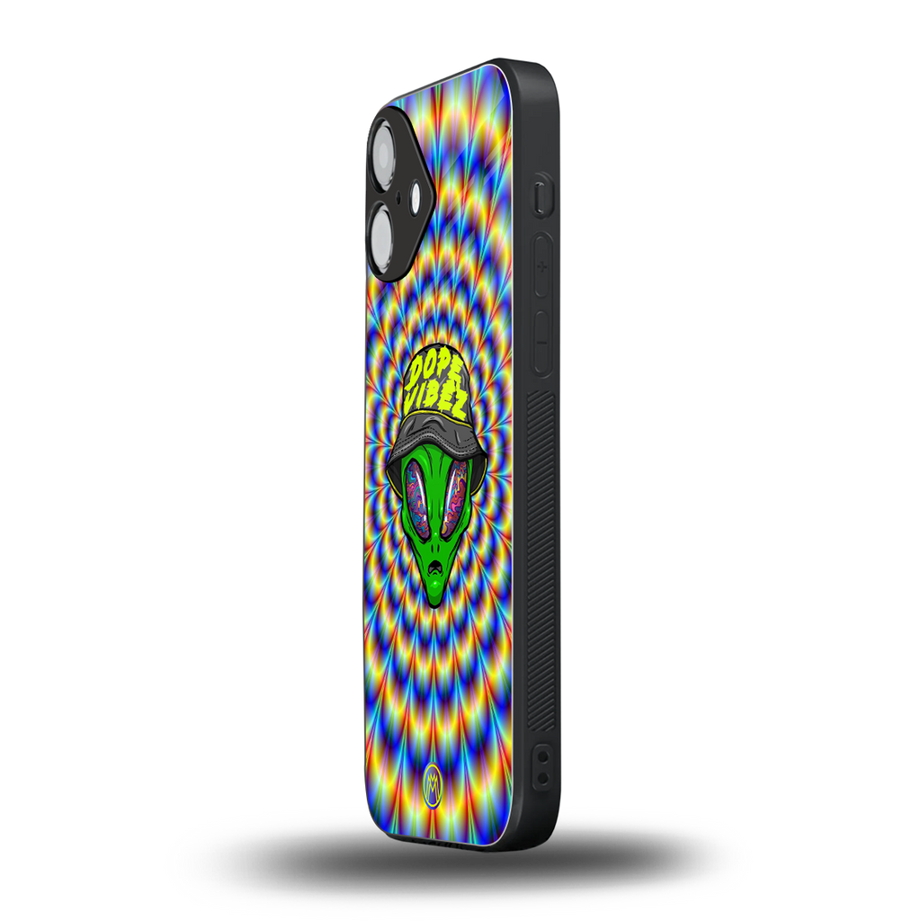 dope vibez back phone cover | glass case for iphone 16 plus
