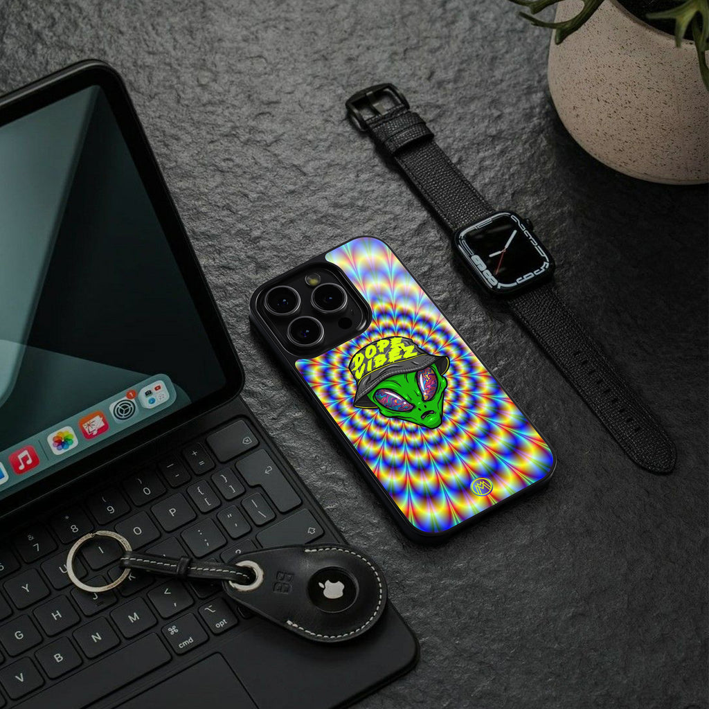 dope vibez back phone cover | glass case for iphone 15 pro