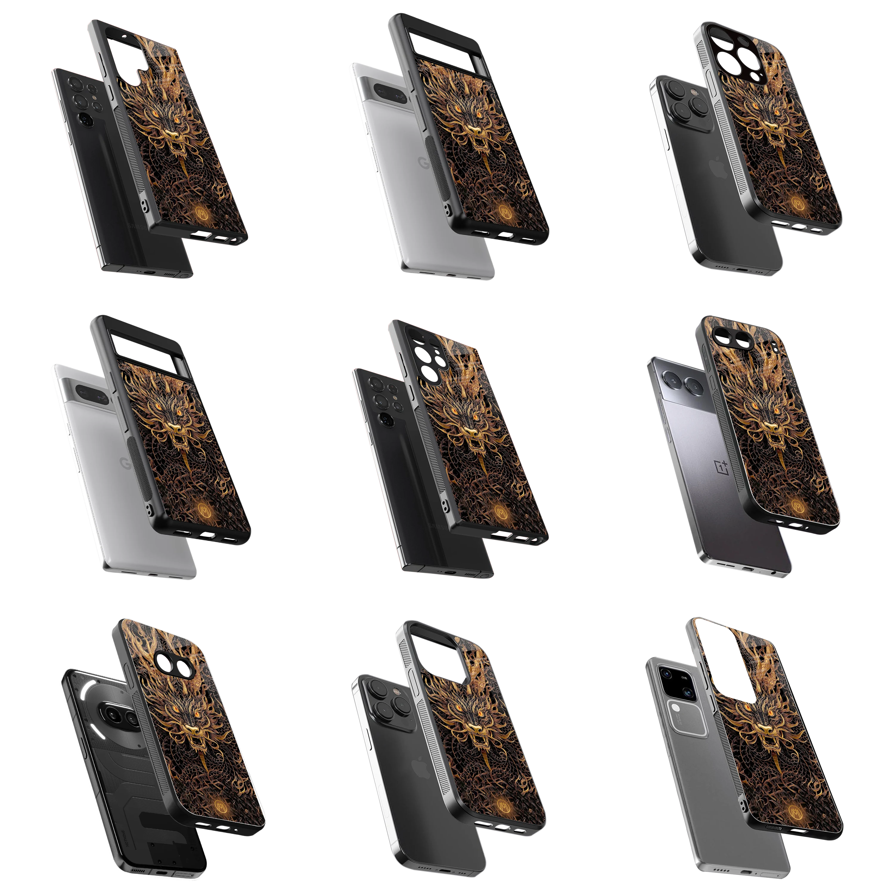 Durable Glass Back Mobile Case for iPhone, Samsung, OnePlus, Google Pixel, Redmi, Vivo, Oppo