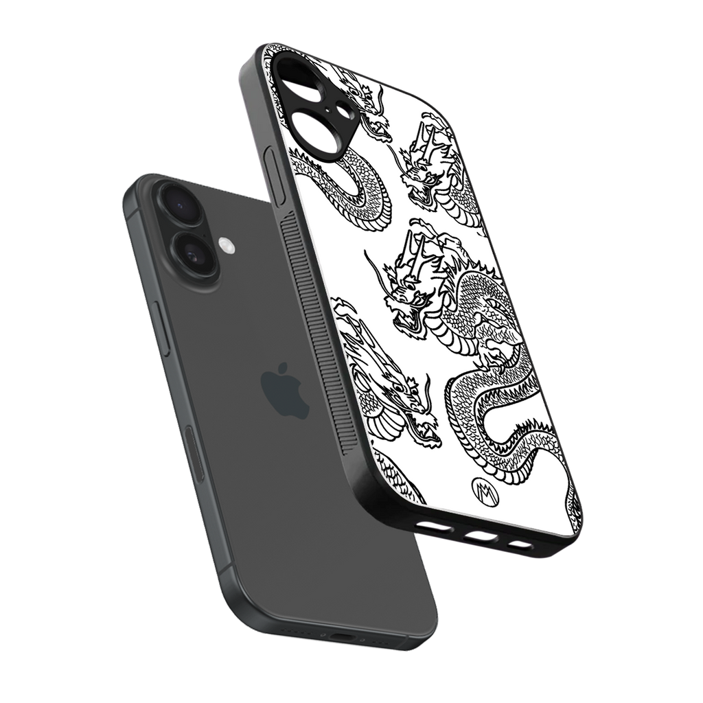 dragons lite back phone cover | glass case for iphone 16 plus
