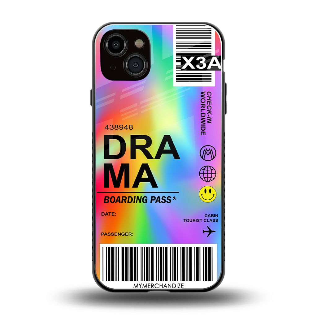 drama back phone cover | glass case for iphone 14 plus