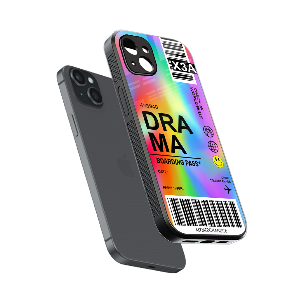drama back phone cover | glass case for iphone 14 plus