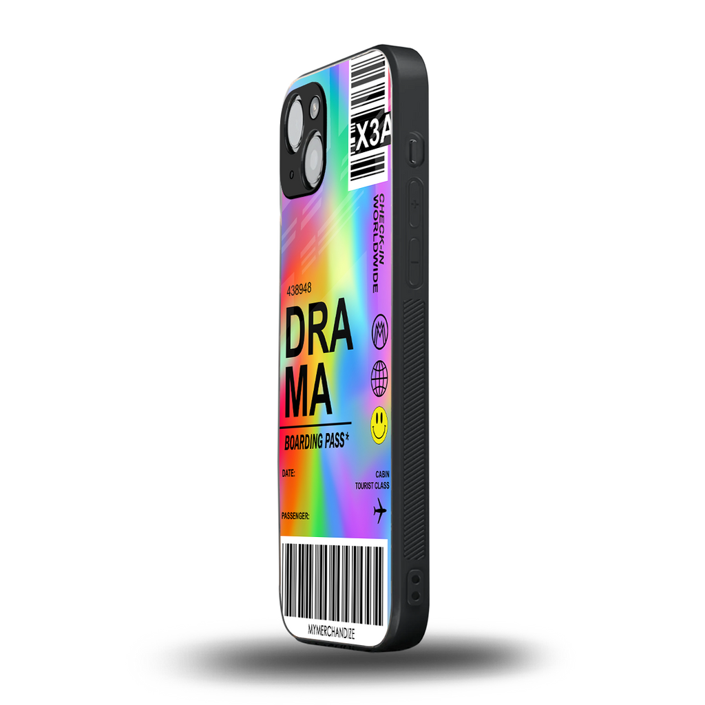 drama back phone cover | glass case for iphone 15