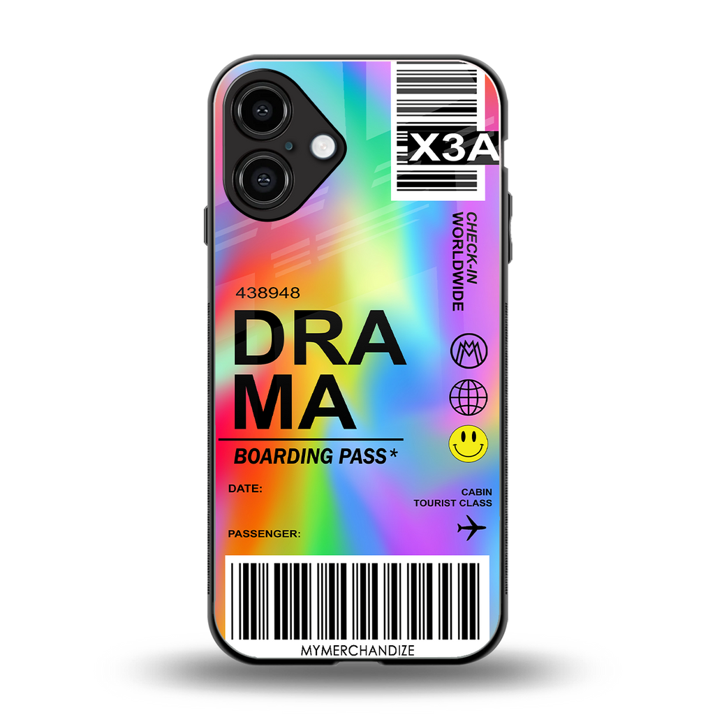 drama back phone cover | glass case for iphone 16 plus