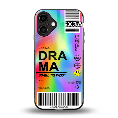 drama back phone cover | glass case for iphone 16 plus